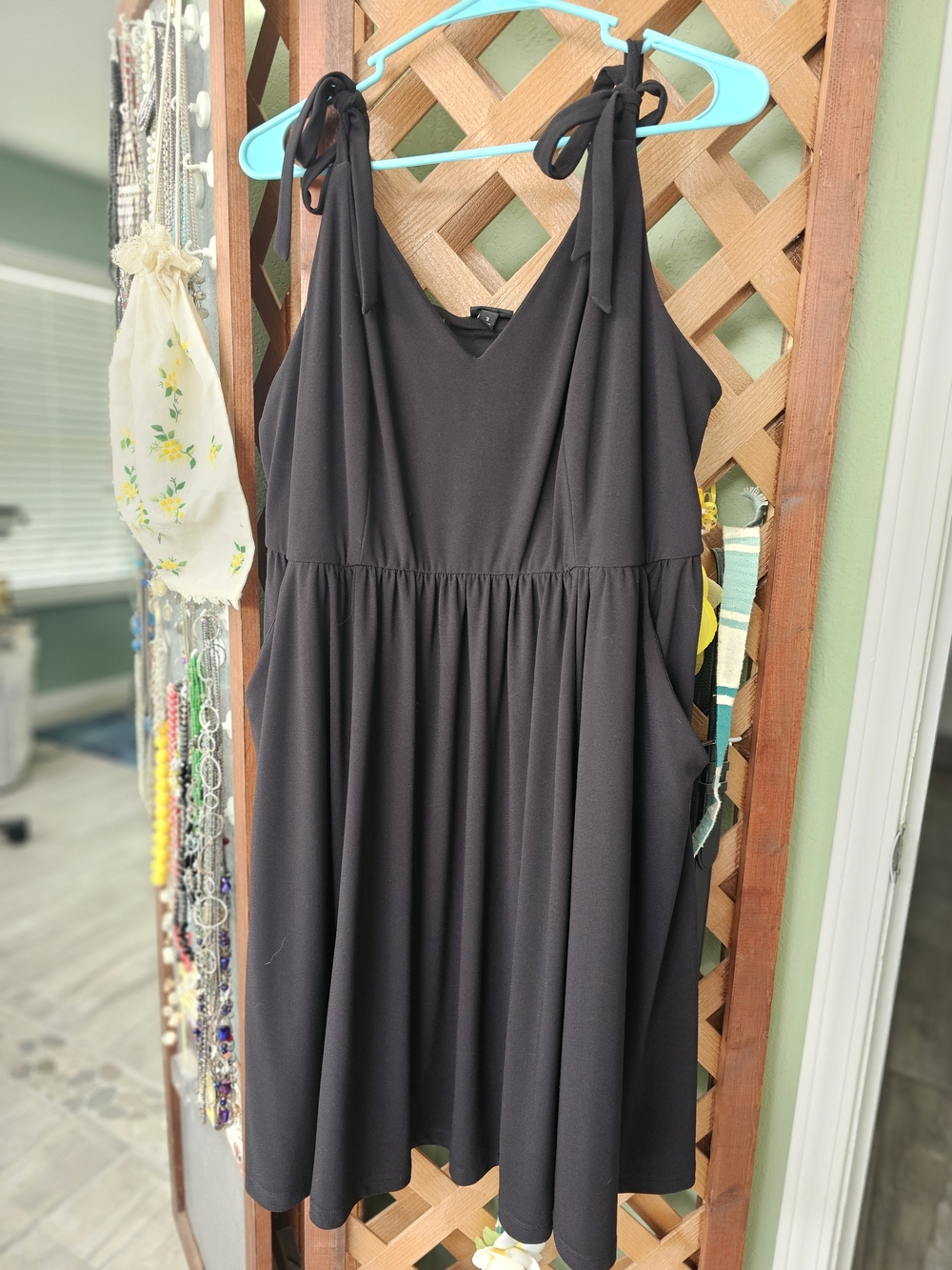 torrid Black V-Neck Sundress with Tie Straps